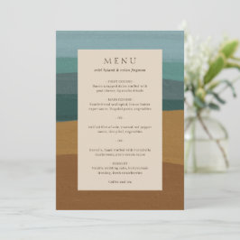 Menu Casamento Moderno Abstrato com Elegância Costeira