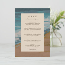 Menu Casamento Moderno Abstrato com Estilo Costeiro Chi