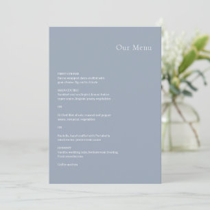 Menu Casamento Moderno Azul Empoeirado com Estilo