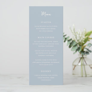 Menu Casamento Moderno Azul Pó Elegante