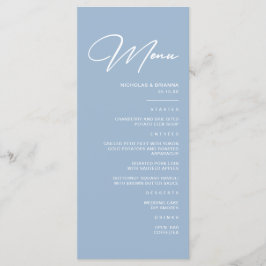 Menu Casamento Moderno Azul Poeirento