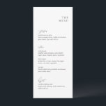 Menu Casamento Moderno Branco e Negro Limpo<br><div class="desc">Menus modernos de casamento com um design simples,  mas elegante,  com fontes de serif e script.</div>