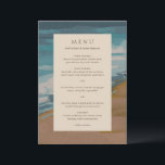 Menu Casamento Moderno Chic abstrato Costal<br><div class="desc">Menu de casamento moderno com o menu de janto sobre um fundo costeiro de abstrato.</div>