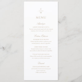 Menu Casamento Moderno Clássico com Monograma em Ouro V