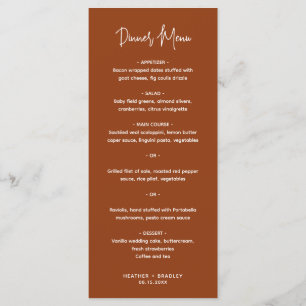 Menu Casamento Moderno Cobre Minimalista
