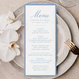 Menu Casamento Moderno com Borda Azul