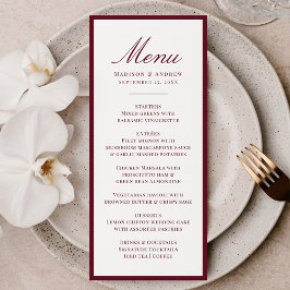 Menu Casamento Moderno com Borda Borgonha