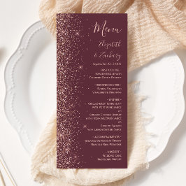 Menu Casamento Moderno com Borda de Brilho em Dourado R