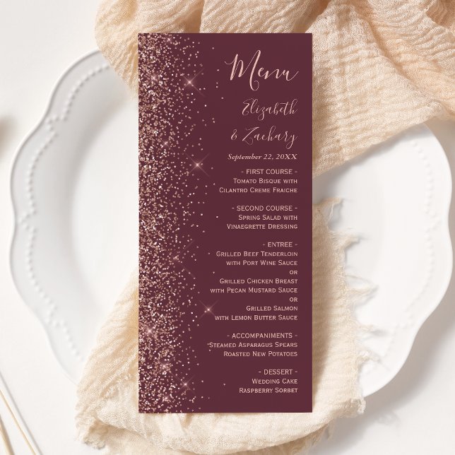 Menu Casamento Moderno com Borda de Brilho em Dourado R (Criador carregado)
