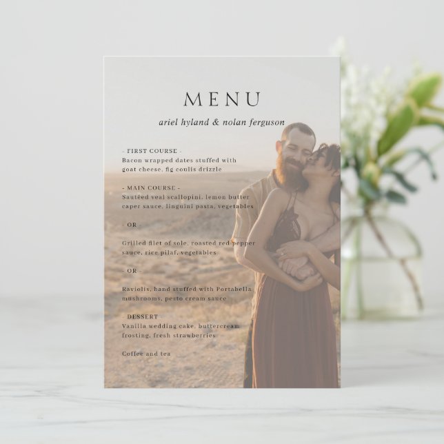 Menu Casamento Moderno com Foto Limpa (Em pé/Frente)