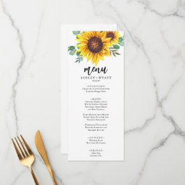 Menu Casamento Moderno com Girassóis Amarelos