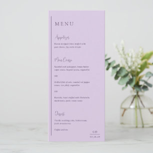 Menu Casamento Moderno com Lavanda Geométrica Mínima