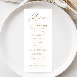 Menu Casamento Moderno com Letra Dourada