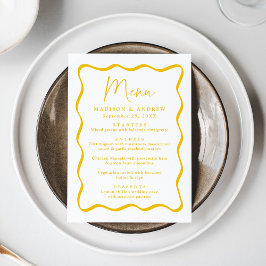 Menu Casamento Moderno com Moldura Amarela Ondulada