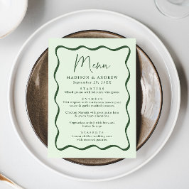 Menu Casamento Moderno com Moldura Ondulada Verde
