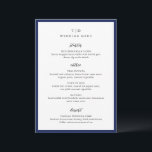 Menu Casamento Moderno com Monograma Azul Naval Elegant<br><div class="desc">Cardápios de casamento modernos com design limpo e fontes serif e script.</div>