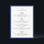 Menu Casamento Moderno com Monograma Azul Real Elegante<br><div class="desc">Cardápios de casamento modernos com design limpo e fontes serif e script.</div>