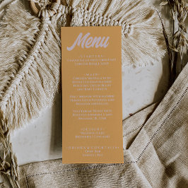 Menu Casamento moderno cor de pêssego colorido e funky