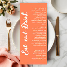 Casamento Moderno Coral Laranja Comer e Beber