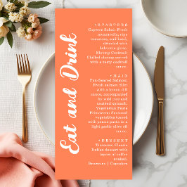 Menu Casamento Moderno Coral Laranja Comer e Beber