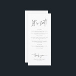Menu Casamento Moderno da Caligrafia Imísica Eat de vam<br><div class="desc">Onde Sonhos Encontram Elegância Elevem seu dia especial com nosso encantador conjunto de papelaria, meticulosamente preparado para infundir seu casamento com elegância e graça. De delicados convites a cartões de lugar refinados, esta coleção é uma sinfonia de intrincada caligrafia e design de eterno. Crie uma celebração que é exclusivamente sua,...</div>