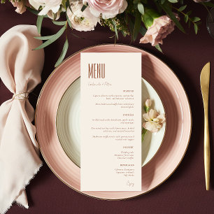 Menu Casamento Moderno de Creme Minimalista Simples