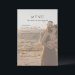 Menu Casamento Moderno de Foto Limpo<br><div class="desc">Menu de casamento moderno com um design simples mas elegante sobre duas das suas fotos favoritas.</div>