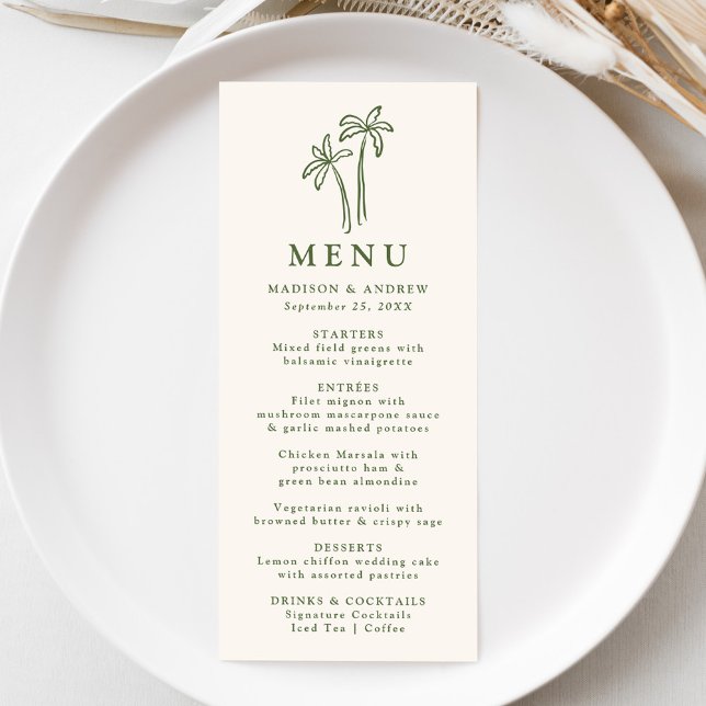 Menu Casamento Moderno De Palmeiras De Palma Desenhadas (Criador carregado)