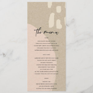MENU CASAMENTO MODERNO DE PINK KRAFT ABSTRATO BLUSH