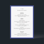 Menu Casamento Moderno do Monograma Azul Real Elegante<br><div class="desc">Menus modernos de casamento com um design limpo com fontes serif e script.</div>