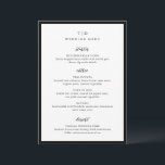 Menu Casamento Moderno do Monograma Branco e Preto Eleg<br><div class="desc">Menus modernos de casamento com um design limpo com fontes serif e script.</div>