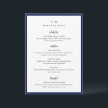 Menu Casamento Moderno do Monograma Marinho Azul Elegan<br><div class="desc">Menus modernos de casamento com um design limpo com fontes serif e script.</div>