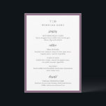 Menu Casamento Moderno do Monograma Roxo Elegante<br><div class="desc">Menus modernos de casamento com um design limpo com fontes serif e script.</div>