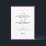 Menu Casamento Moderno do Monograma Roxo Elegante<br><div class="desc">Menus modernos de casamento com um design limpo com fontes serif e script.</div>
