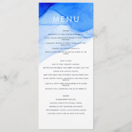 Menu casamento moderno e elegante azul e branco