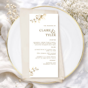Menu Casamento Moderno Elegante Chique Branco e Dourado