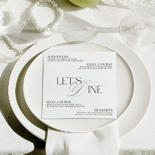 Menu Casamento Moderno Elegante Jantar Preto e Branco