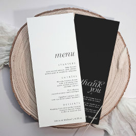 Menu Casamento Moderno Elegante Simples com Obrigado de