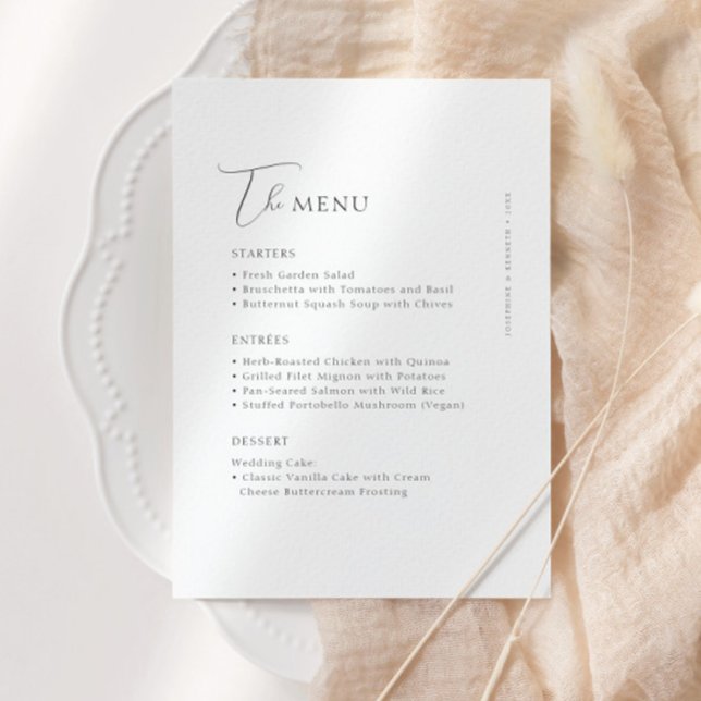 Menu Casamento Moderno Elegante Simples e Minimalista (Criador carregado)