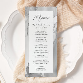 Menu Casamento Moderno em Ágata Cinza Prata