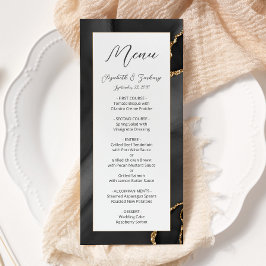 Menu Casamento Moderno em Ágata Dourada Preta