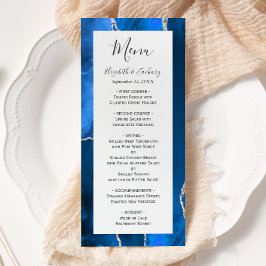 Menu Casamento Moderno em Azul Real com Ágata Prateada