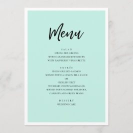 Menu Casamento moderno em hortelã. Script minimalista s