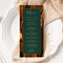 Menu Casamento Moderno em Laranja Queimada Ágata Verde