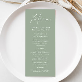 Menu Casamento Moderno em Verde Sage com Letra Atualiza