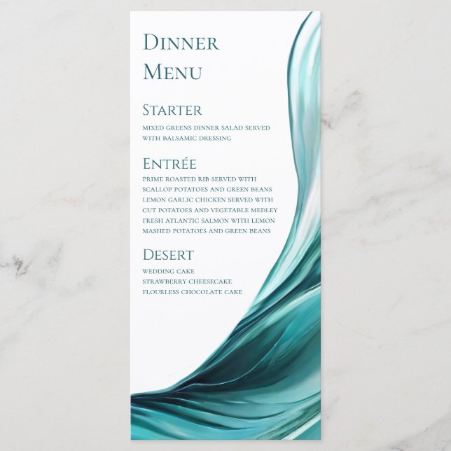 Menu Casamento-Moderno Emerald Green- (Frente)