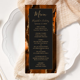 Menu Casamento Moderno Escuro Laranja Queimada Ágata Do