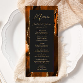 Menu Casamento Moderno Escuro Laranja Queimado Ágata Do