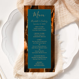 Menu Casamento Moderno Laranja Queimada Ágata Verde Tea
