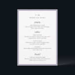 Menu Casamento Moderno Lilac Monograma Elegante<br><div class="desc">Menus modernos de casamento com um design limpo com fontes serif e script.</div>